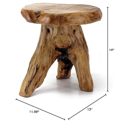 WELLAND Natural Cedar Stump Stool, Live Edge Mushroom Side Table, 14" H | Handcrafted from solid cedar with a live edge top and natural tree stump base thumbnail 3