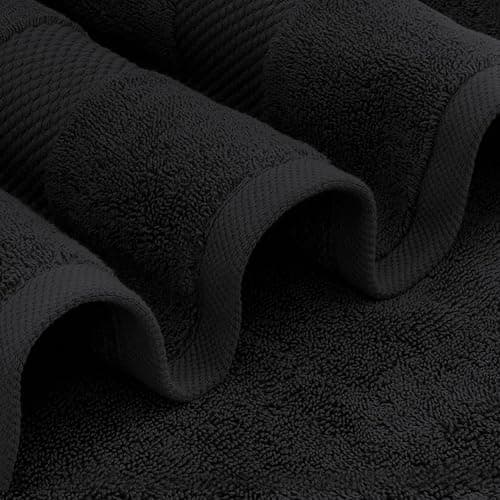 White Classic Luxury Bath Towel Set of 8 Pieces - 100% Turkish Cotton Highly Absorbent Towels for Bathroom, 2 Luxury Bath Towels 700GSM, 2 Hand Towels, 4 Washcloths, Black thumbnail 5