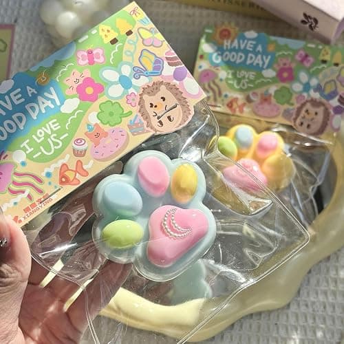 4 Pack Taba Squishy Toys for Kids Party Favors,Colorful Cat Paw Squishy Fidget Toy Silicone Squeeze Toys,Birthday Decorations for Kids, Stress Relief Toys for Boys Girls thumbnail 6