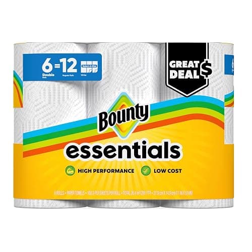 Bounty Essentials Select-A-Size Paper Towels, 6 Double Rolls, White, 108 Sheets Per Roll thumbnail 12