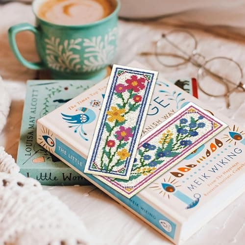 ORIGACH 6 Pcs Flower Cross Stitch Bookmark Kit for Beginner with Backing Felt Floss Instruction Sunflowers Tulip DIY Stamped Embroidery Bookmark Kit for Starter Adults Book Lovers thumbnail 7