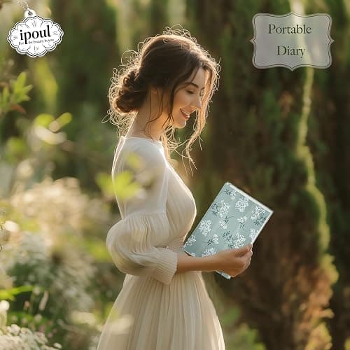 ipoul Floral Journal for women, Floret Printed Fabric Cloth Hardcover, A5, 200 Pages, 6x8 Medium Ruled Notebook, Similar Embroidered Linen Journal, Lay Flat Church Notes Notebook, Beige thumbnail 8