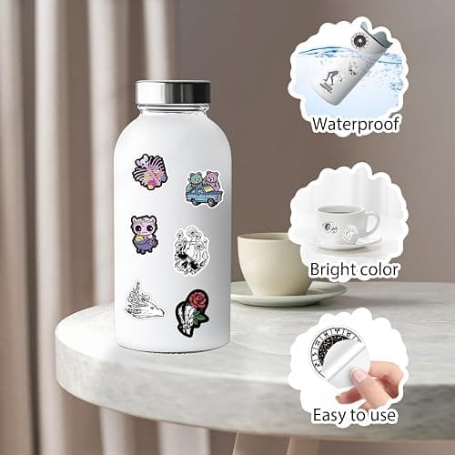 400 PCS Goth Stickers,Goth Accessories,Cool Gothic Bulk Stickers for Adults,Skull Stickers for Water Bottles,Laptops,Scrapbooks thumbnail 3