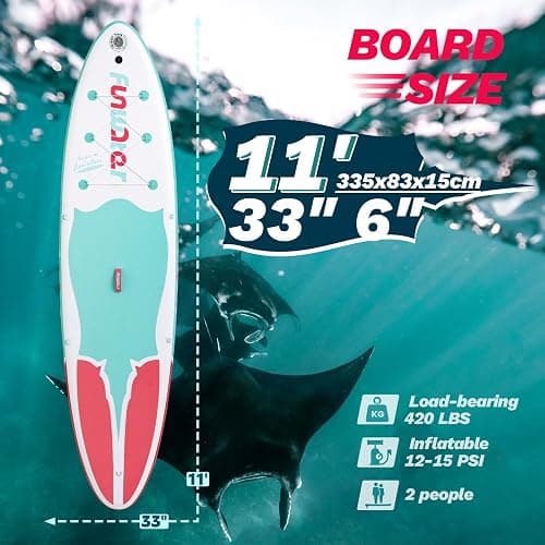 FunWater Inflatable Stand Up Paddle Board with Premium SUP Paddleboard Accessories, Anti-Slip EVA Deck, 11'6''/11'/10'8''/10'6'' Paddle Boards for Adults & Youth of All Skill Levels thumbnail 2