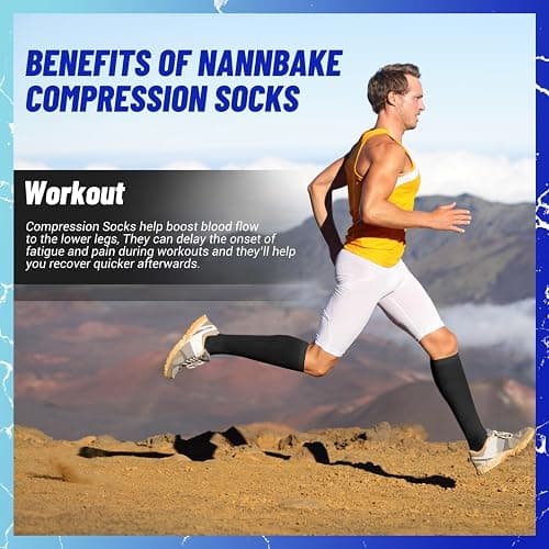 NANNBAKE 3 Pairs Compression Socks for Women & Men 15-20 mmHg,Best Support for Cycling Athletic Hiking Running thumbnail 2