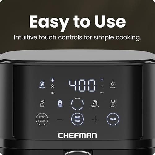 Chefman Air Fryer – 4 QT Compact Airfryer for Quick & Easy Meals, Features Hi-Fry Technology for Extra Crisp, Easy-View Window, Touch Controls with 4 Presets, Nonstick & Dishwasher Safe Basket - Black thumbnail 5