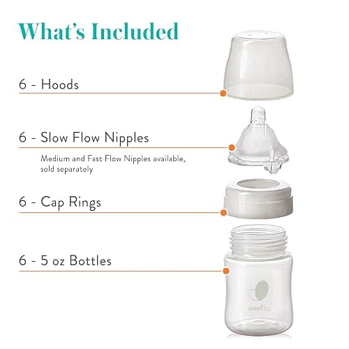 Evenflo Feeding Premium Proflo Venting Balance Plus Wide Neck Baby, Newborn and Infant Bottles - Developed by Pediatric Feeding Specialists - 5 Ounce (Pack of 6) thumbnail 7