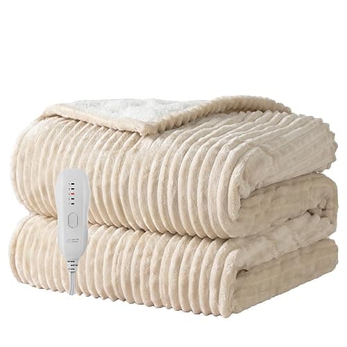 Heated Blanket Electric Blanket Throw 50”X60”-Heating Blanket with 5 Heat Settings-3 Hours Auto Off,ETL Certified,Machine Washable (Beige) - Image 1