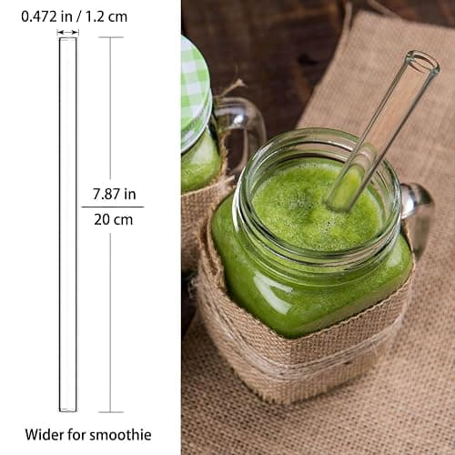 Nafender 10-Pack Glass Straws Reusable Drinking Straw Including 4 Straight and 4 Bent Straws & 2 Extra Wide Smoothie Straw with 2 Cleaning Brushes thumbnail 2