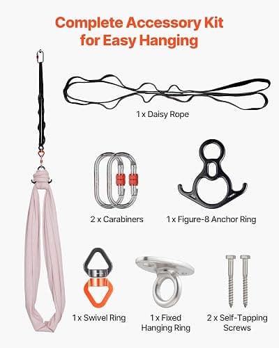 VEVOR Sensory Swing for Kids & Adults, Maximum 300 lbs Load Aerial Silk, Indoor & Outdoor Double Layer Therapy Cuddle Swing with 360° Swivel Hanger, Calming Compression Therapy Swing Hammock, Ash Powder thumbnail 7