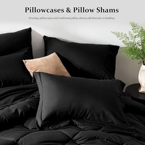 Newspin Full Comforter Set Black - Bed in a Bag Full Size 8 Pieces, All Season Bed Set, Fluffy Comforter Set with Sheets, Sheet Set Quilt Blanket, Pillowcases & Shams & Bed Skirt - Black - Diamond - Full thumbnail 7