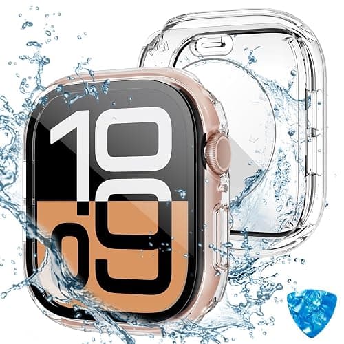 Tensea (2 in 1) for Waterproof Apple Watch Screen Protector Case Series 11/10 42mm Accessories, 360 Front and Back, iWatch PC Face Cover with Tempered Glass for Women Men, 42 mm - Image 1