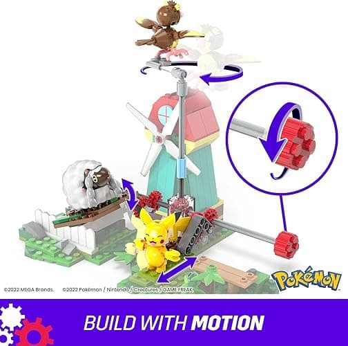 MEGA Pokemon Action Figure Building Toy Set, Countryside Windmill with 240 Pieces, Motion and 3 Poseable Characters, Gift Idea for Kids thumbnail 4