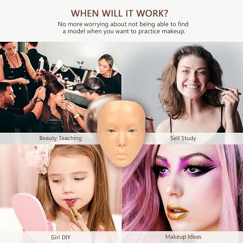 Laokiiy Makeup Practice Face, Makeup Mannequin Face with Makeup Practice Face Board, 5D Silicone Full Face Practice Eyelash Eye Shadow, for Emerging Makeup Artist, Beginners, Girl's Gift (White) thumbnail 4