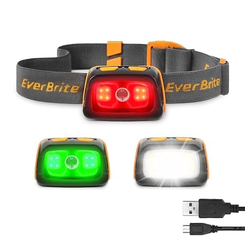 EverBrite Rechargeable Headlamp - 350 Lumens Headlight with Red/Green Light and Tail Light, 7 Lighting Modes with Memory Function, Perfect for Trail Running, Camping and Hiking - Image 1