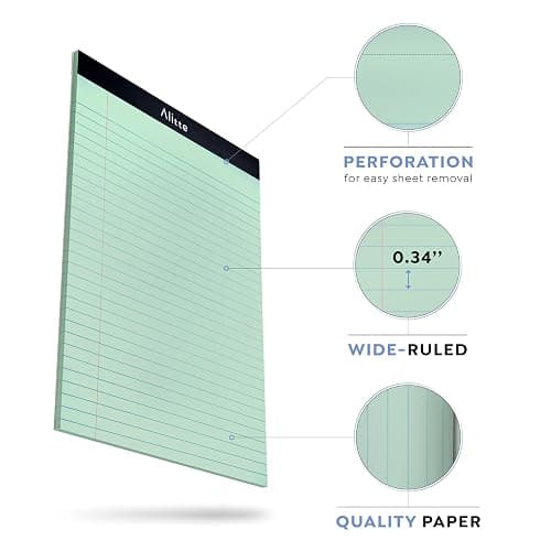 Alitte Colored Legal Pads 8.5 x 11, Pack of 12 - Perforated Wide Ruled Writing Note Pads - Premium Thick Paper, No Ink Bleeding - Lined Legal Pad For Home, Office, School, Business - 50 Sheets thumbnail 3