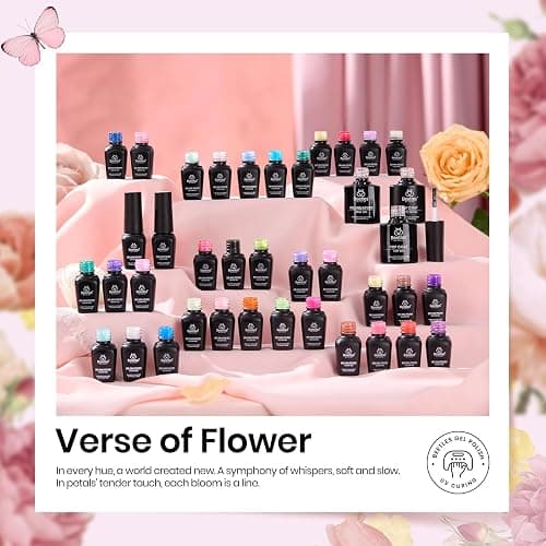 beetles Spring Gel Nail Polish Set - 36 Colors Verse of Flower Gel Nail Kit Pink White Black Red Purple Blue Yellow Gel Colors & 3Pcs Base Top Coat Soak off UV Home Salon Summer Gift for Women thumbnail 6
