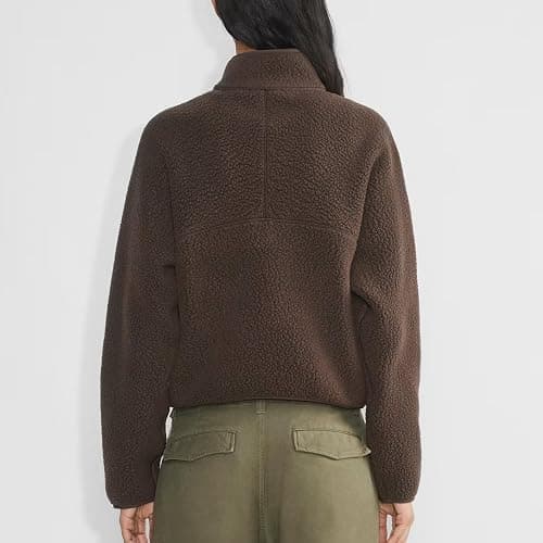 Yioaga Fleece Sweatshirts for Women Cropped Long Sleeve Half Zip Pullover Sherpa Jacket Warm Fuzzy Coats with Pockets thumbnail 4