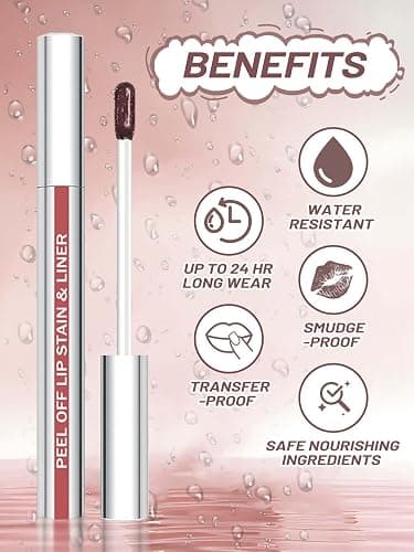 QCMME Lip Stain Peel Off Lip Liner Stain with Tweezer, Long Lasting Matte Lip Tint Tattoo, Highly Pigmented Color Lip Makeup, Waterproof Lipstick, Transfer-proof Lipstain for Women, Rose Pink thumbnail 4