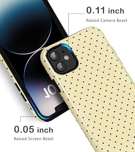 Amzfield for iPhone 12 Case for iPhone 12 Pro Case Cute Polka Dot Aesthetic Design for Women Girls Fall Chic Girly Pretty Dual Layer Hybrid Protection Elegant Case for iPhone 12/12 Pro-Butter Yellow thumbnail 4