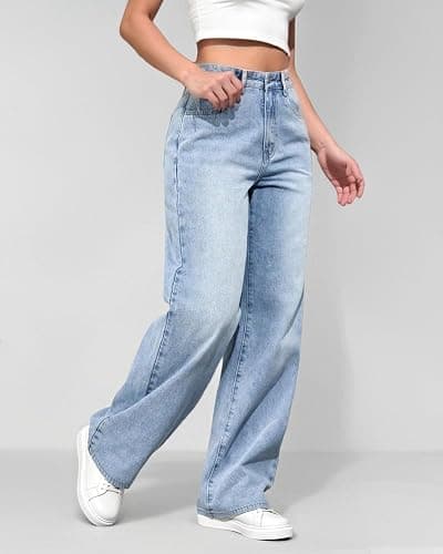 ZendEsltenx Baggy Jeans for Women Wide Leg Trendy Loose Cropped Denim Pants Y2K Boyfriend Jeans thumbnail 2
