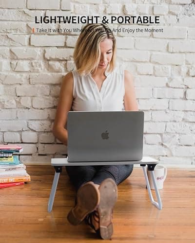 FISYOD Foldable Lap Desk, Laptop Bed Desk, Portable Bed Table, Laptop Stand for Bed & Couch, Lightweight & Mini - Oak - Oak - Medium thumbnail 5