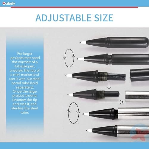 Saferly Mini Surgical Skin Markers Tattoo Stencil Pen, Safe, Washable, Interchangeable, Body Piercing Art, Tattooing Supplies, for Marking, To Draw, Prep, Plan, Gentian Violet Ink, Box of 30 thumbnail 4