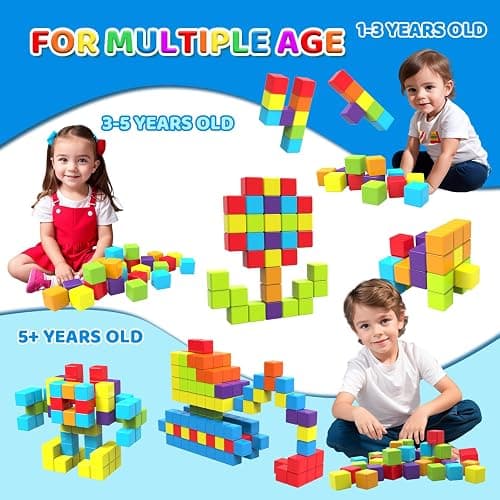 Magnetic Building Blocks, 1.65 inch Large Magnetic Stacking Cubes for Toddlers, Sensory & Montessori Toys for Boys & Girls 1 2 3 Years Old (24 PCS) thumbnail 4