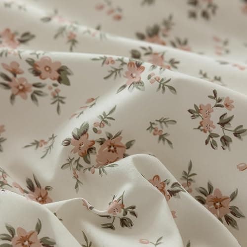 Pink Flower Duvet Cover Set Twin Soft Cotton Peach Floral Comforter Cover Girls Cottagecore Bedding Set Boho Floral Duvet Cover Vintage Country Bedding Flower Botanical Duvet Cover with Zipper Closure thumbnail 7
