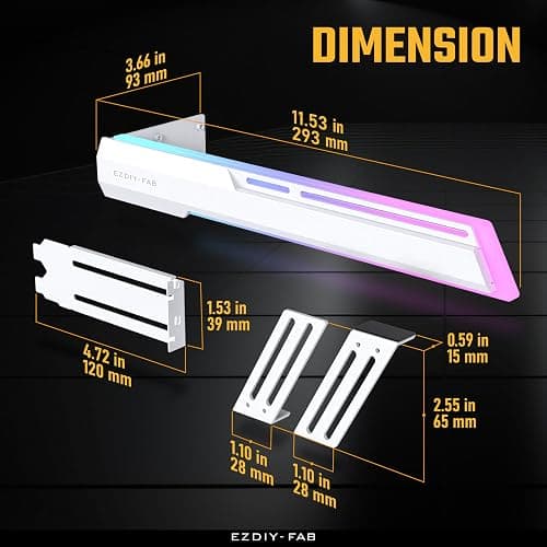 EZDIY-FAB 5V ARGB GPU Holder Brace Graphics Card GPU Support Video Card Holder Bracket, Strenchable Structure, Video Card Sag Holder/Holster Bracket Support RX7990XTX, RTX4090, White-341-1 thumbnail 3
