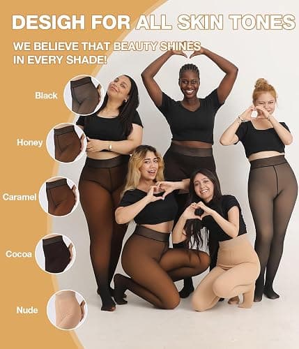 MERYLURE Fleece Lined Tights Women Fake Translucent Winter Warm Thick Pantyhose Thermal Sheer Leggings for All Skin Tone thumbnail 6