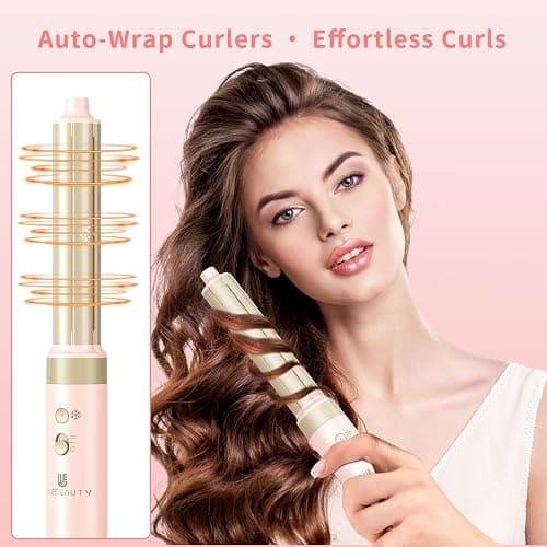 Hair Dryer Brush 8-in-1 Dual Voltage Hot Air Styler – Fast-Drying 110,000 RPM Ionic Blow Dryer with Straightener & Curler Attachments, Frizz-Free Volumizing Styler with Protective Hard Case-Pink thumbnail 4