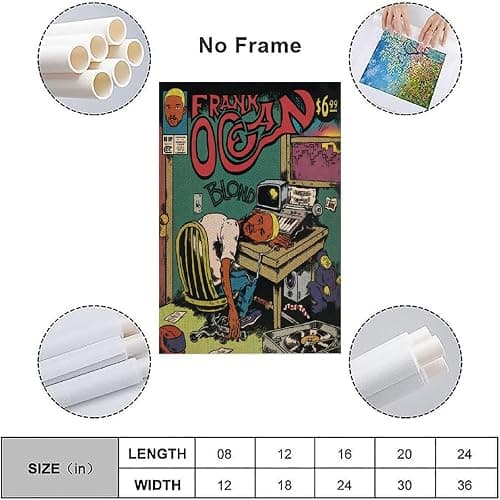 Piesa Frank Ocean Poster Blonde Album Comic Poster for Bedroom Aesthetic Canvas Art Wall Decor 12x18inch(30x45cm), Unframe-style-2 thumbnail 4