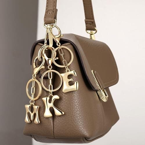 Dubtnion Gold Bubble Initial Keychain for Women Bag Charms Letter A-Z Keychain Alphabet Handbags Purse Charms Accessories thumbnail 2