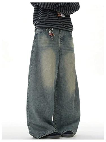 Floerns Men's Baggy Jeans Vintage Wide Leg Y2k Hip Hop Denim Pants Streetwear thumbnail 4