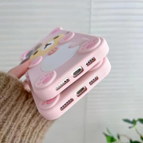 IAIYOXI 3D Cute Cartoon Bear Phone Case for iPhone 15 Plus - Fashionable and Stylish - Funny Pink Bear Design - Soft TPU Protective Case - Kawaii Silicone Cover for Women, Girls, and Kids thumbnail 4