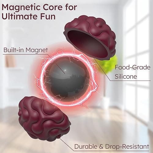 Silicone Magnetic Balls, Fidget Toys for Adults & Teens, 6PCS Stress Balls Sensory Toy, Quiet Magnet Desk Fidgets with Textured, ADHD Anxiety Relief Items, Fun Stocking Suffers Gifts (Red) thumbnail 3