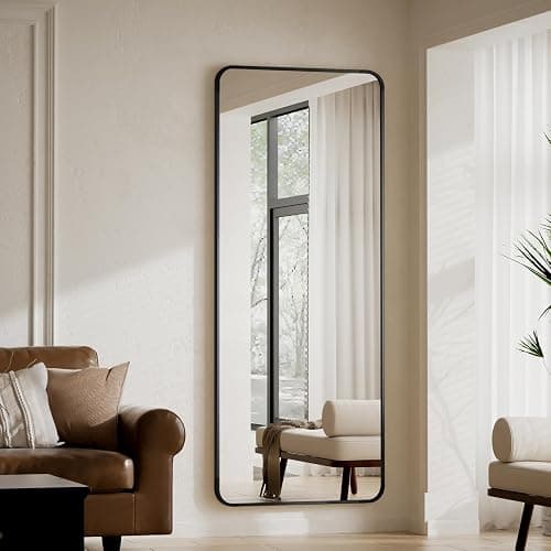 BEAUTYPEAK Black Full Length Mirror, 65"x24" Rounded Corner Floor Mirror Standing Hanging or Leaning Against Wall, Suitable for Bedroom or Dressing Room thumbnail 7