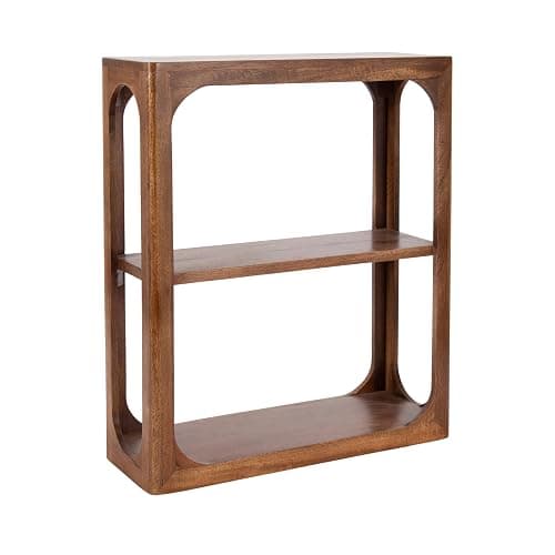 Kate and Laurel Dahl Modern Mango Wood Tiered Wall Shelf, 18 x 7 x 22, Walnut Brown, Decorative Over The Toilet Shelf for Use as Bathroom Storage or Living Room Display Shelving - Image 1