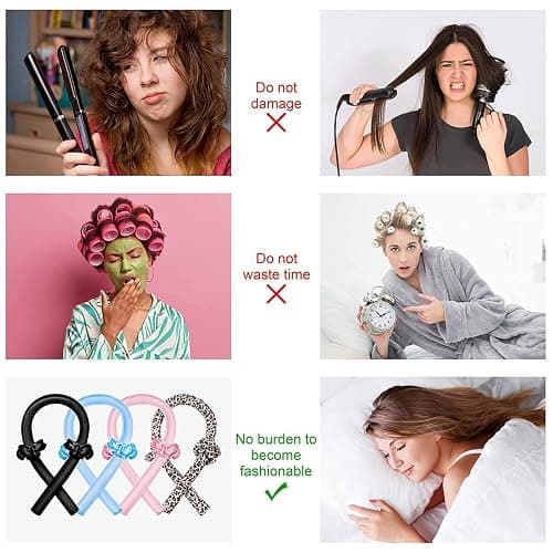 CORATED Heatless Curling Rod Headband, No Heat Silk Ribbon Rollers for Overnight Sleeping Curls, Styling Kit with Hair Clips and Scrunchie thumbnail 6