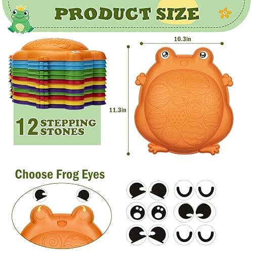 Stepping Stones for Kids Outdoor Toys for Toddlers 3-5 12 Pcs Frog Balance Step Stone Up to 265lbs Indoor Outdoor Toy for Kids Obstacle Course Sensory Toys for Toddler Ages 3-8 Gift for Boys Girls thumbnail 2