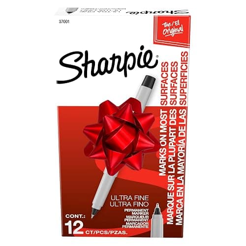 Sharpie Permanent Markers, Ultra Fine Tip, Black, 12 Count - For Classroom, Office, Home, Quick Drying, Fade Resistant, For Wood, Plastic, Paper, Metal, Ideal for Posters, Drawing, Coloring - Image 1