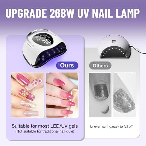 LadyMisty 268W UV LED Nail Lamp, 2026 Upgrade UV Light for Gel Nails with 57 Beads, Nail Dryer with 4 Timer Setting & LCD Touch Display, Professional Nail Lamp – Best Gifts (Black) thumbnail 3