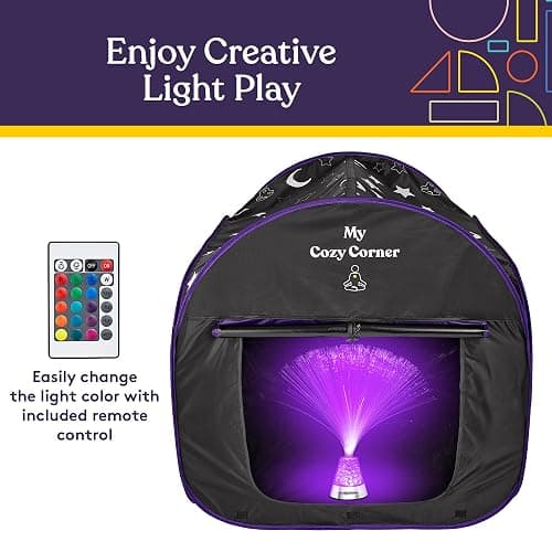 Special Supplies Blackout Sensory Tent for Kids, Pop Up Calming Play Room with Fiber Optic Lamp and Glow-in-The-Dark Fuzzy Blanket thumbnail 4