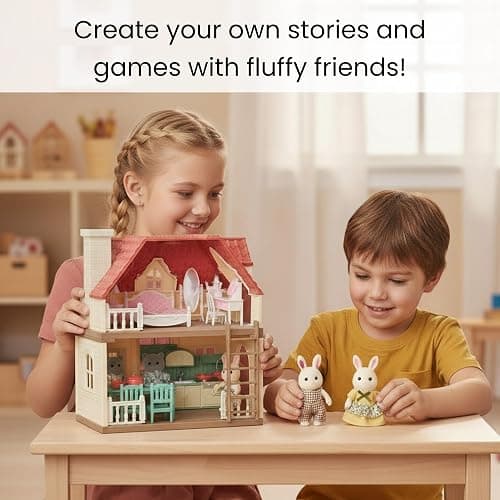 OLEOCA Family White Panda Figures — Set of 2 Collectible Flocked Mini Dolls with Removable Clothes, Dollhouse Pretend Play Set for Kids Ages 3+ thumbnail 6