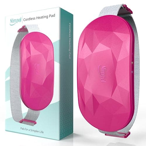 Slimpal Portable Heating Pad for Period Cramps, Electric Cordless Back Belly Waist Heating Pad for Menstrual Cramp Relief, Rechargeable Wearable Heat Belt Gifts for Her Women Girl Wife, Dark Pink - Image 1