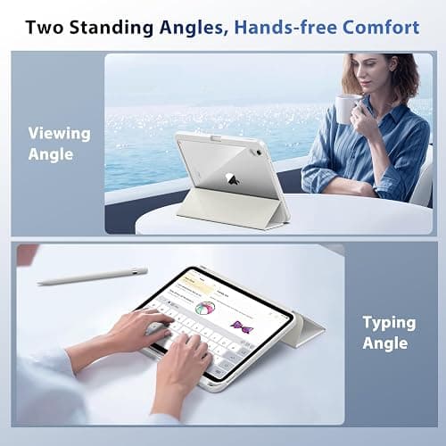 TiMOVO Case for iPad A16 11th Gen 11"/10th Gen 10.9", White | Pencil Holder, Slim Trifold Stand Protective Cover, Clear Transparent Back Shell, Auto Wake/Sleep thumbnail 7