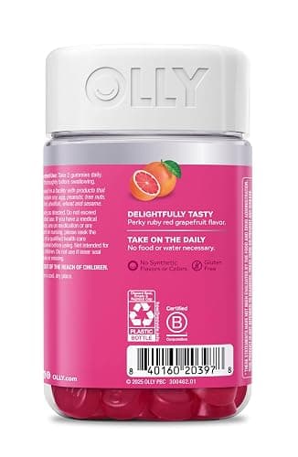 OLLY Hair Skin and Nails Gummies - Undeniable Beauty with Biotin 2500mcg Per 2 Gummies, Keratin & Vitamin C - Supports Healthy Hair, Skin, & Nails - Grapefruit Flavor - 120 Count thumbnail 4