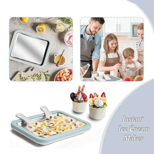 Instant Ice Cream Maker, Rolled Ice Cream Maker, Instant Gelato Pan/Roll, Homemade DIY Ice Cream for Fun Parent-Child Activities for Families (Light Blue, X-Large) thumbnail 6