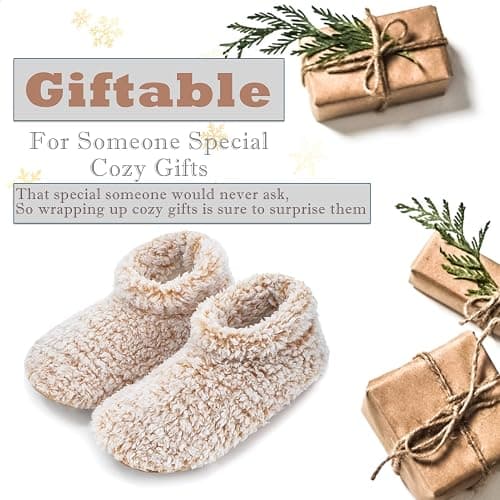 Cozylook Fuzzy Slippers for Women Indoor, Warm Bedroom Slip On Shoes, Winter Fluffy House Socks with Grippers, Cozy Christmas Gifts Unique thumbnail 6